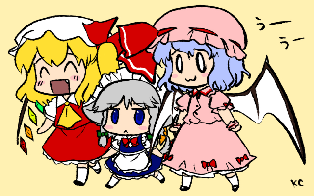 flandre scarlet+inu sakuya+izayoi sakuya+remilia scarlet
