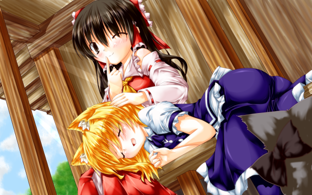 hakurei reimu+kaenbyou rin+kaenbyou rin (cat)+kirisame marisa