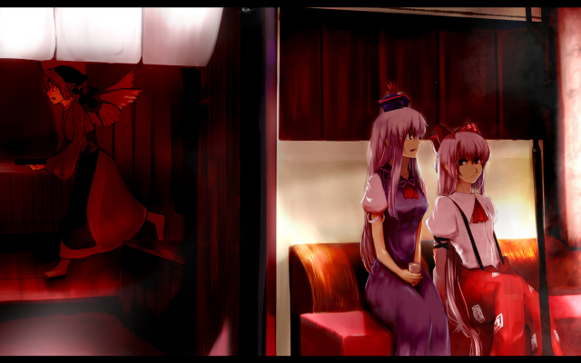 fujiwara no mokou+kamishirasawa keine+mystia lorelei