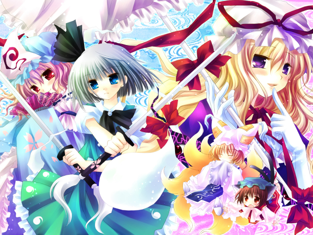 chen+konpaku youmu+saigyouji yuyuko+yakumo ran+yakumo yukari