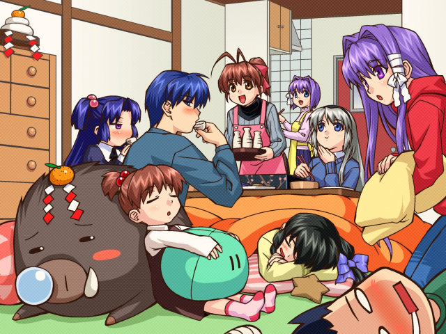 fujibayashi kyou+fujibayashi ryou+furukawa nagisa+ibuki fuuko+ichinose kotomi+okazaki tomoya+okazaki ushio+sakagami tomoyo+sunohara youhei