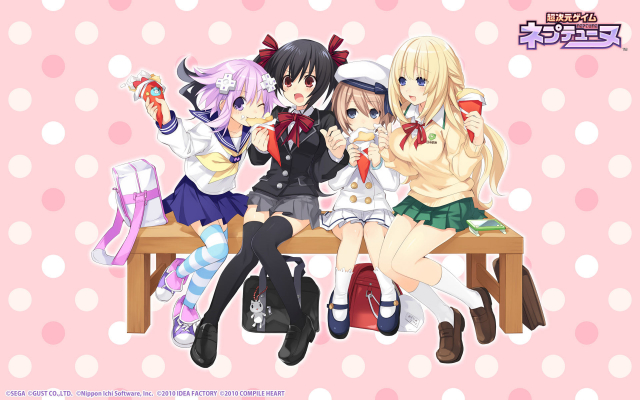 blanc+neptune (choujigen game neptune)+noire+vert