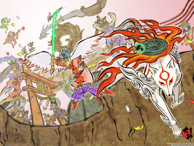 amaterasu+issun+sakuya (ookami)+susano+susanoo (ookami)+ushiwakamaru