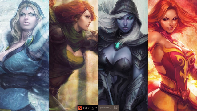 drow ranger+lina (dota 2)+lyralei+rylai+traxex