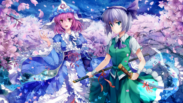 konpaku youmu+konpaku youmu (ghost)+saigyouji yuyuko