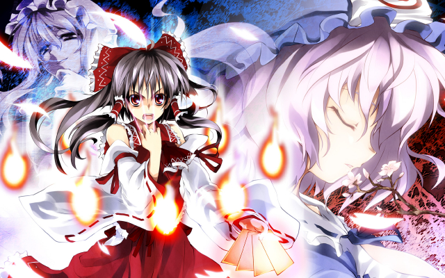 hakurei reimu+saigyouji yuyuko+yakumo yukari