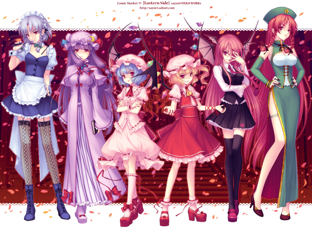 flandre scarlet+hong meiling+izayoi sakuya+koakuma+patchouli knowledge+remilia scarlet