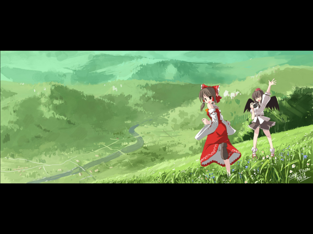 hakurei reimu+shameimaru aya