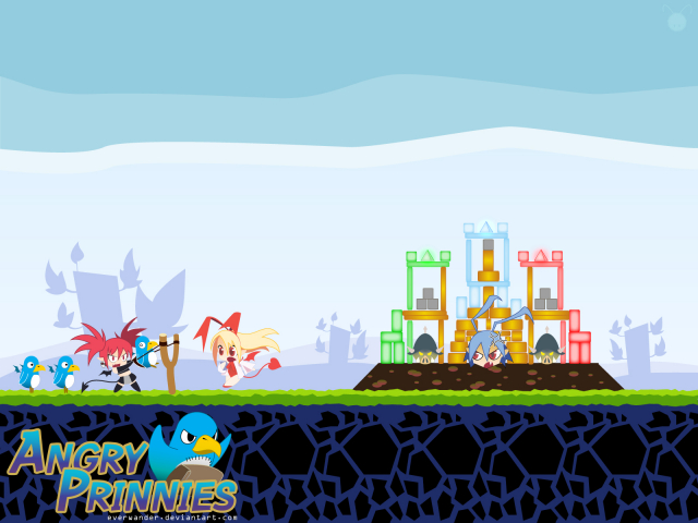 etna+flonne+flonne (fallen angel)+laharl+orc (disgaea)+prinny