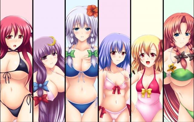 flandre scarlet+hong meiling+izayoi sakuya+koakuma+patchouli knowledge+remilia scarlet