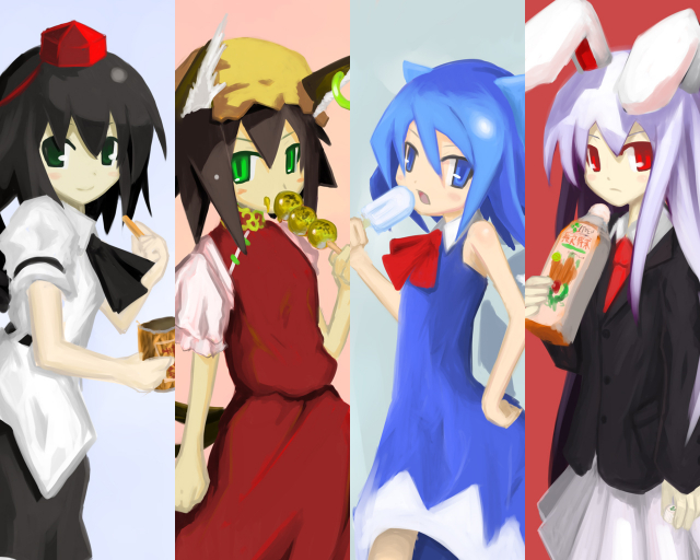 chen+cirno+reisen udongein inaba+shameimaru aya