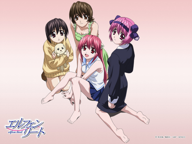 lucy+mayu (elfen lied)+nana (elfen lied)+nyuu+wanta+yuka (elfen lied)