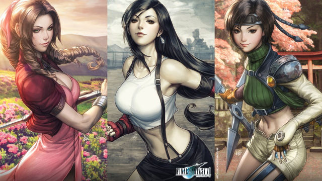 aerith gainsborough+tifa lockhart+yuffie kisaragi