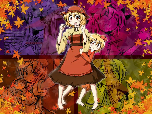 aki minoriko+aki shizuha+alice margatroid+hong meiling+kirisame marisa+patchouli knowledge+saigyouji yuyuko